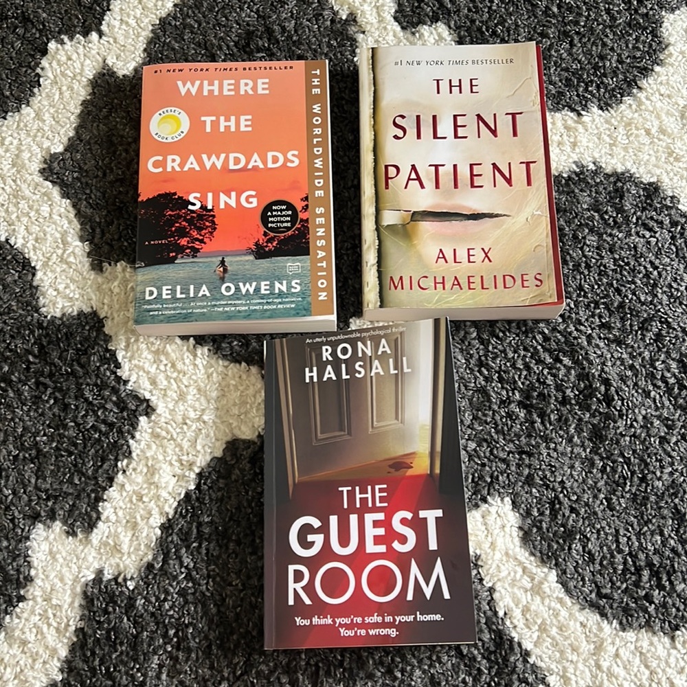 Book bundle - The Silent Patient, The Guest Room, and Where the Crawdads Sing